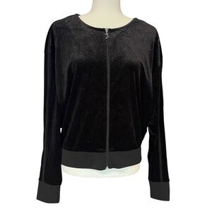 Juicy Couture Velour Track Jacket Black Sparkle Large